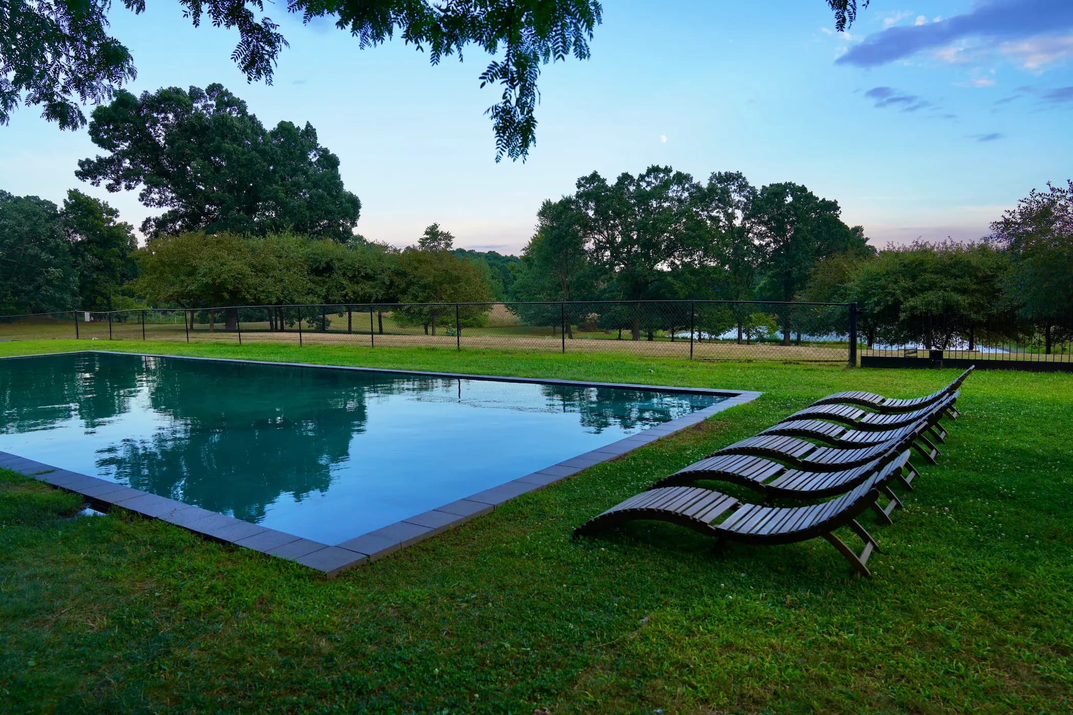 Indoor pool with large windows